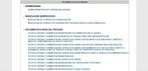 Vista Modelación del Proceso Contabilidad General y sus políticas